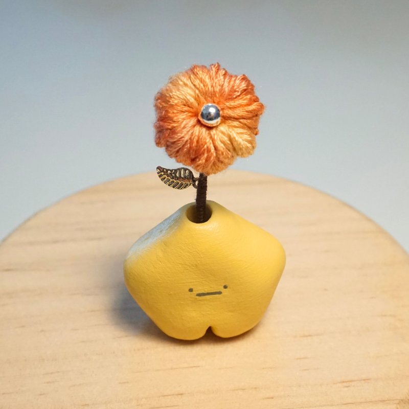 【星星】石头×线团花 小摆设 | 小花器 | 线香座 - 摆饰 - 粘土 多色