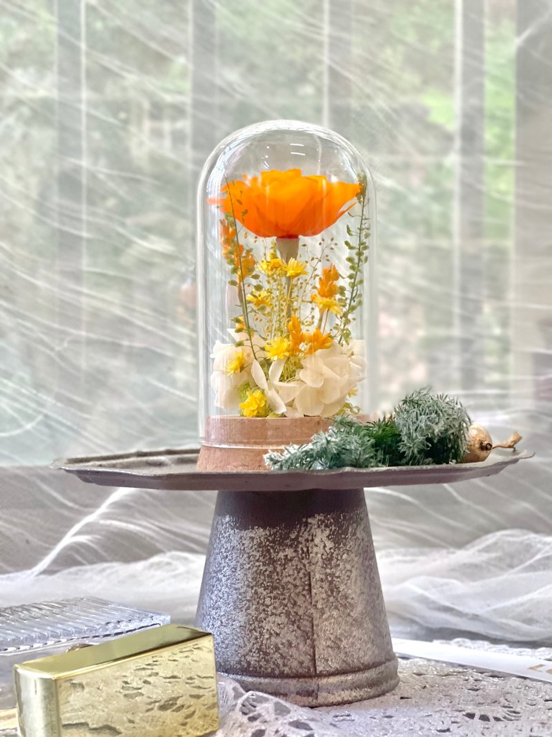 Rosemary小小花园玻璃罩-SUMMER   永生花/情人节/生日/毕业礼 - 干燥花/捧花 - 植物．花 橘色