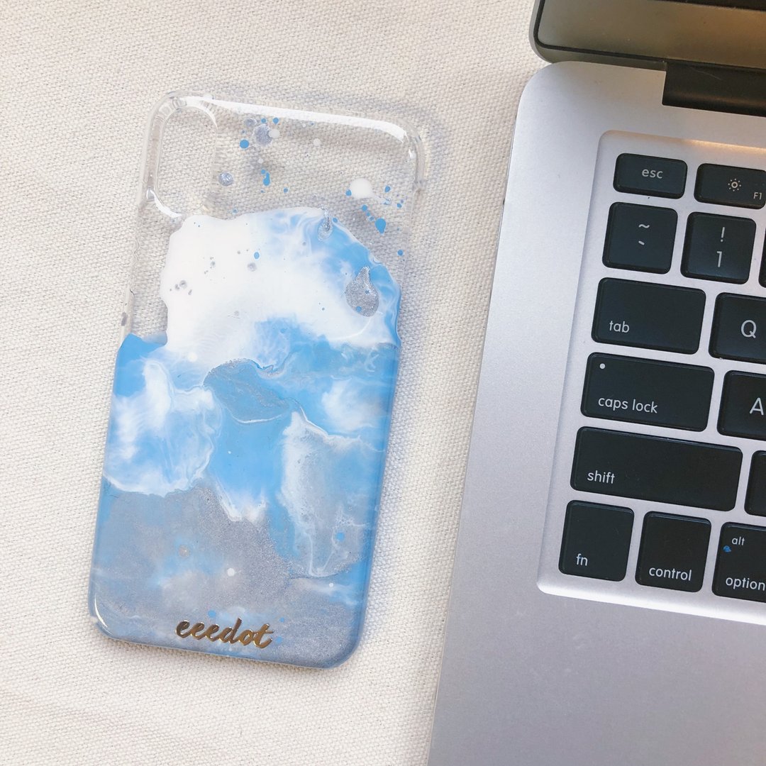 IPHONE X/XS | 手绘手机壳 | 蓝银海波系列 - 手机壳/手机套 - 防水材质 
