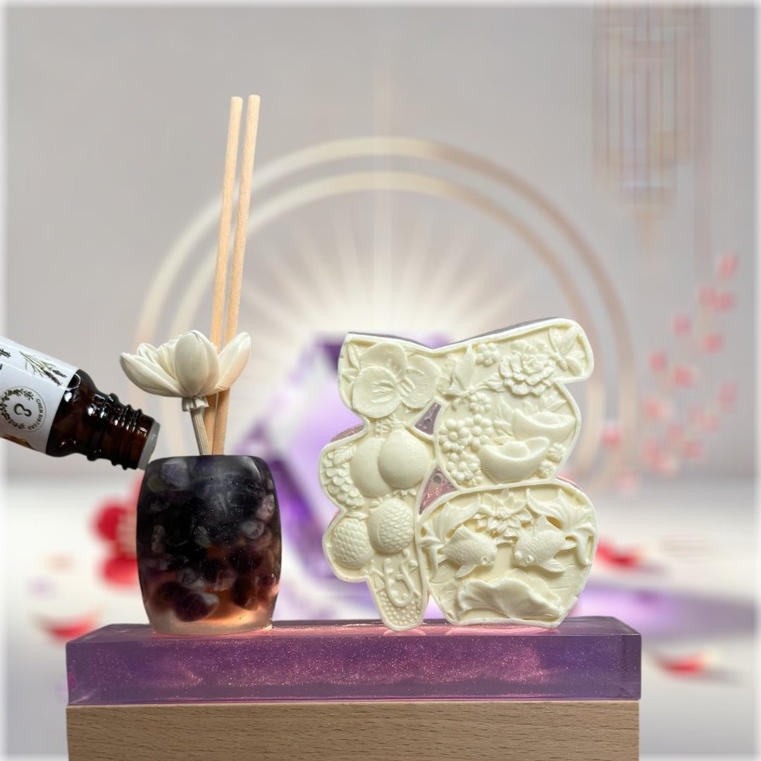 净念开运水晶平安灯座系列 紫水晶 福星高照 艺术灯饰 赠5ML精油 - 香薰/精油/线香 - 树脂 紫色