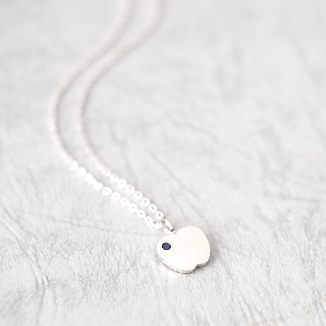 Apple & Sapphire Apple Necklace Silver925 - 项链 - 其他金属 蓝色
