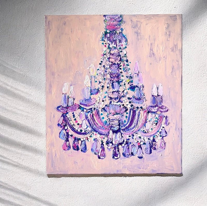古董枝形吊灯 原创混合媒体绘画 现代艺术 墙饰 抽象 - 墙贴/壁贴 - 其他材质 粉红色