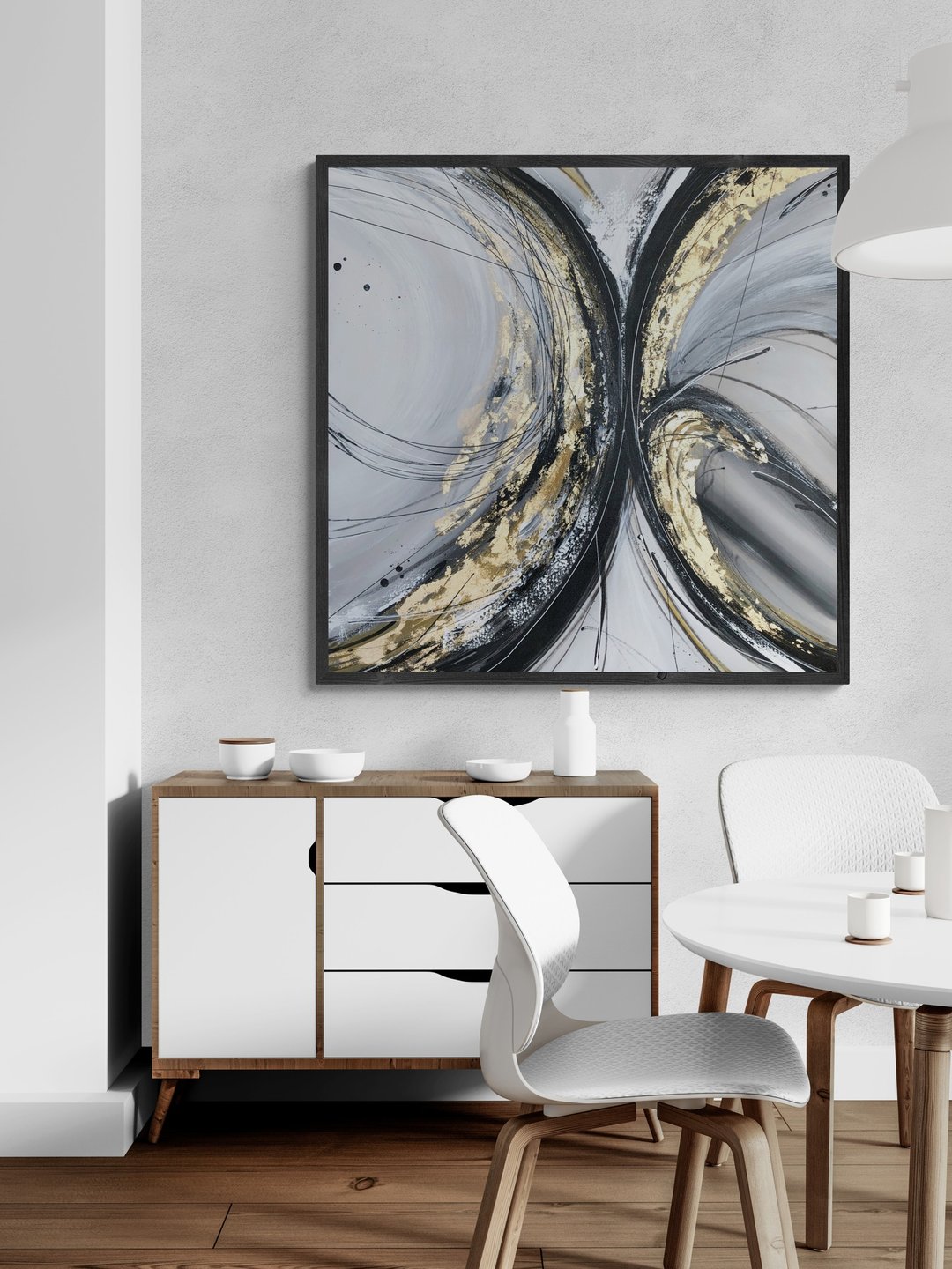 抽象黑金油画客厅墙壁画 - 墙贴/壁贴 - 棉 黑色