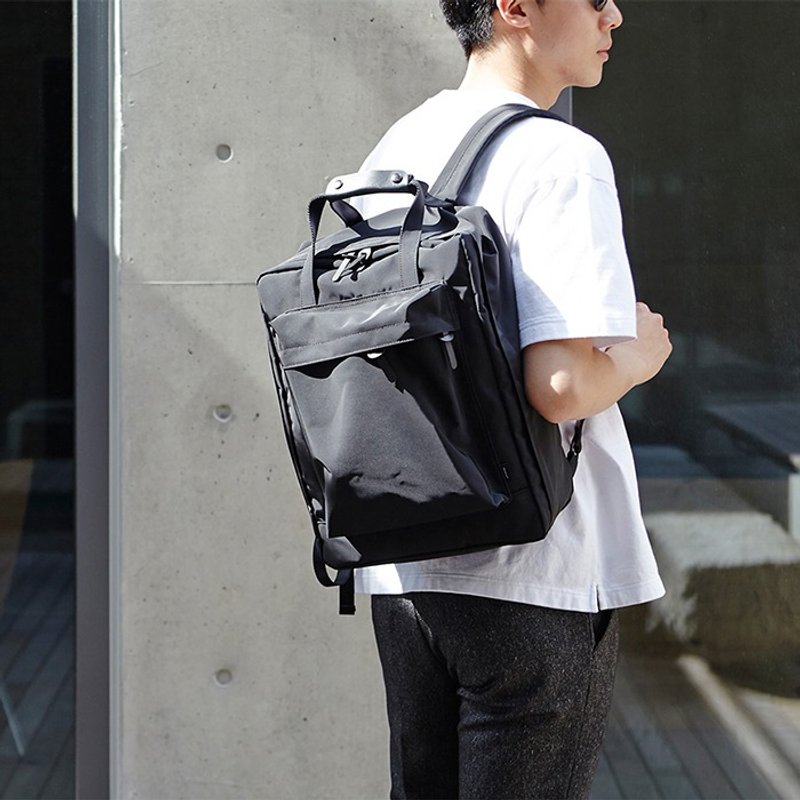 韩国ithinkso 小旅行方形两用包-Black OVERNIGHT BACKPACK - 后背包/双肩包 - 聚酯纤维 