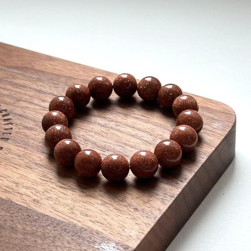 【印度传说许愿石】金砂石纯珠手链 机遇 避邪 安神定惊 聚财 - 手链/手环 - 玻璃 咖啡色