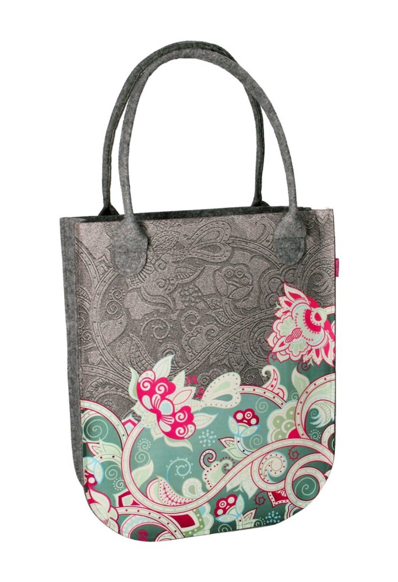 波兰手作花卉毛毡 CITY 托特包 - 喀什米尔花样 - 手提包/手提袋 - 聚酯纤维 灰色