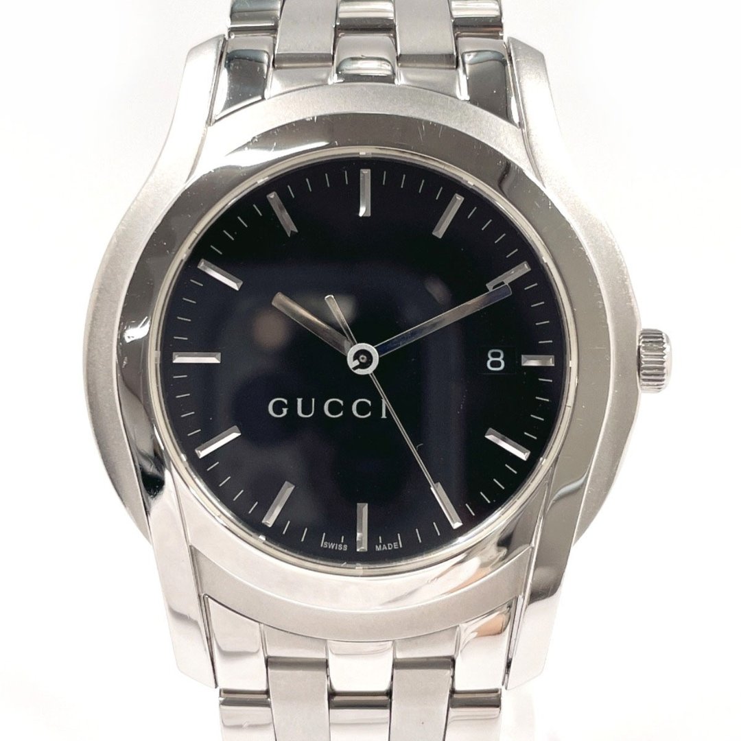 【日本直送 二手美品】宝缇嘉 GUCCI 手表 5500XL G 经典系列 不锈钢 银色 黑色表盘 石英表 - 女表 - 不锈钢 银色