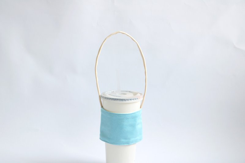 MaryWil麂皮轻便饮料提袋-粉蓝 - 随行杯提袋/水壶袋 - 棉．麻 蓝色