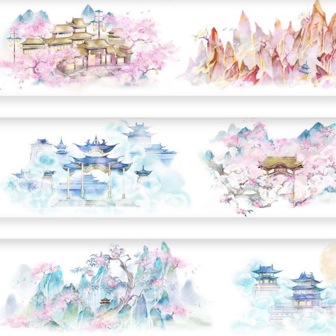 西遊小景 和紙/PET 膠帶 5米卷 - 纸胶带 - 其他材质 