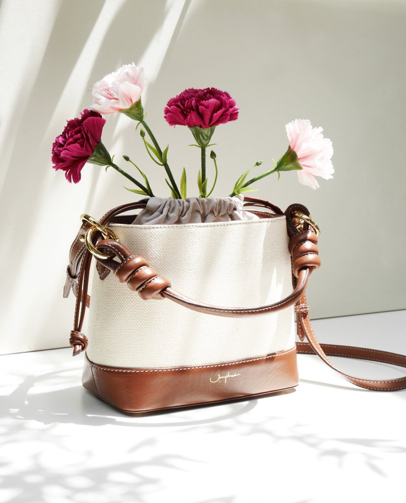 帆布水桶包 Fuji Bucket Bag / Canvas Espresso 防水帆布 - 束口袋双肩包 - 棉．麻 咖啡色