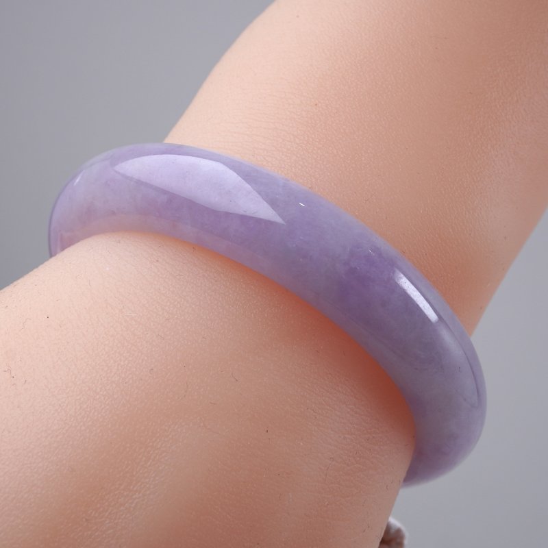 冰种紫罗兰翡翠贵妃镯手镯 | 16.5围 | 天然缅甸玉翡翠A货 | 送礼 - 手链/手环 - 玉石 紫色