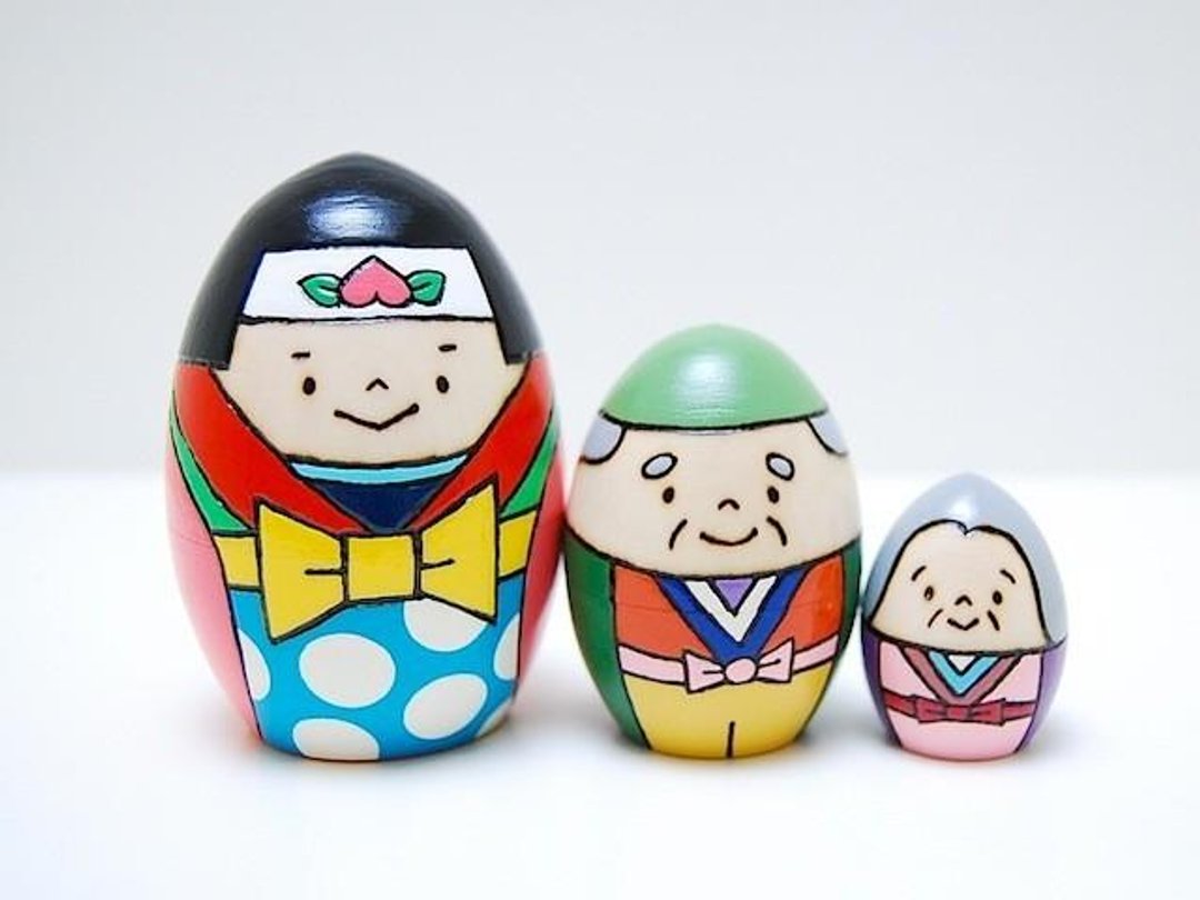 Momotaro * Matryoshka * grandfather and grandmother [1] - 其他 - 木头 红色