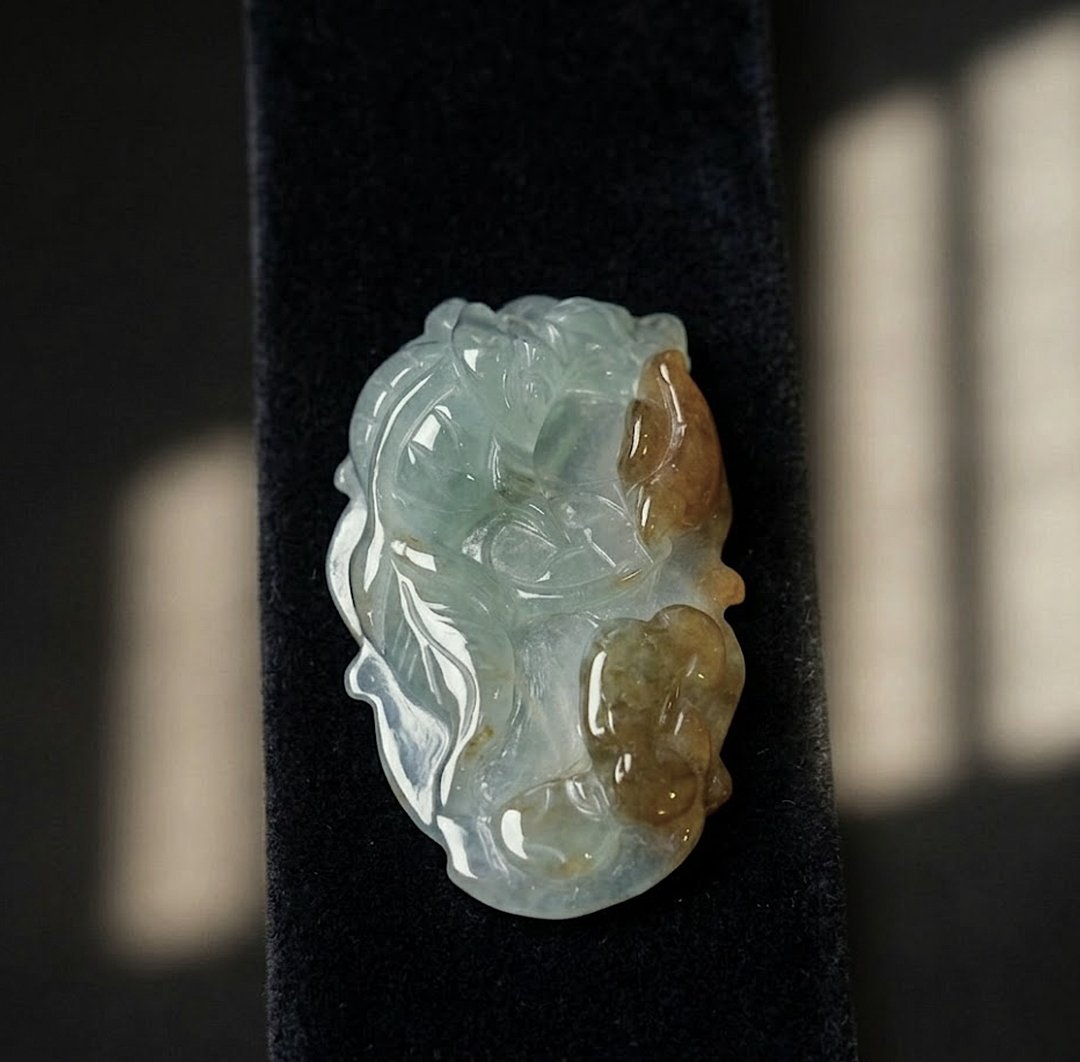 冰飘黄翡翠荷包有鱼 | 天然A货翡翠 | 送礼 - 吊饰 - 玉石 透明