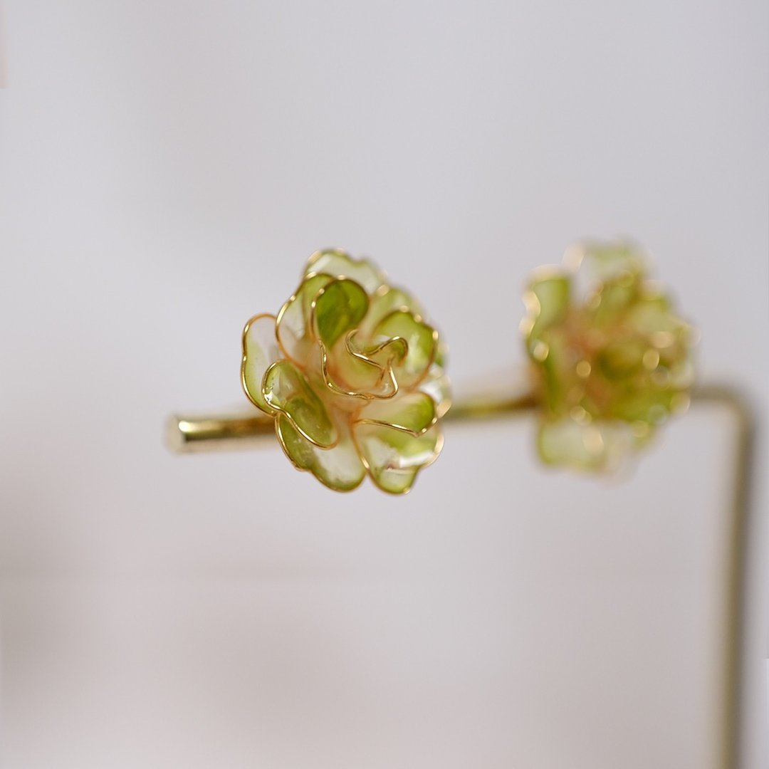 //繁花// mini拉色玫瑰 - 多色 / 可订制 / 现货 - 耳环/耳夹 - 树脂 多色