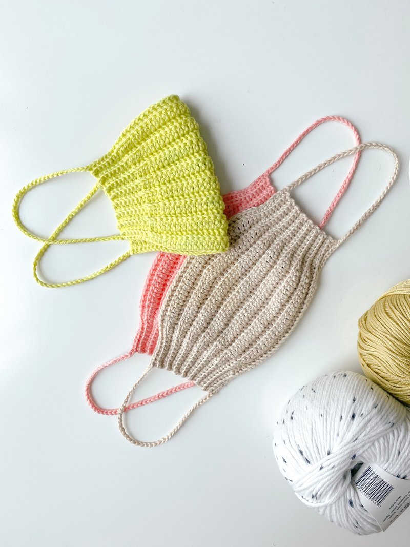 CC Crochet Mask - 口罩 - 棉．麻 白色