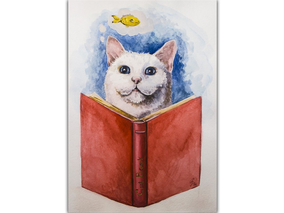 猫 / 猫画 / 挂画 / 水彩画 / 客厅 挂画 / 画 / 无框画 / 装饰画 - 海报/装饰画/版画 - 纸 红色