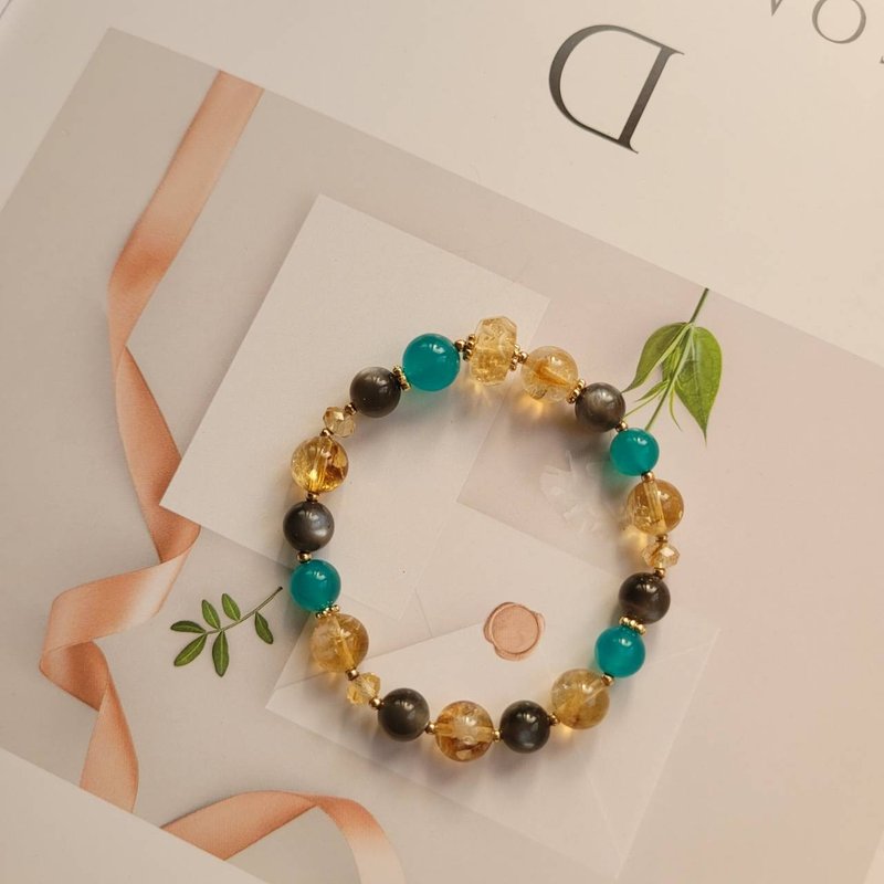 招财桃花人缘/商人之石恋人之石幸运之石/天河石黑月光黄水晶手链 - 手链/手环 - 水晶 