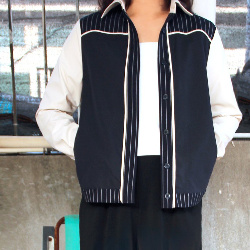 拼色间条两穿衬衫 - 女装上衣 - 棉．麻 