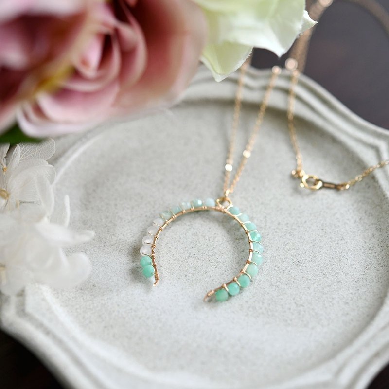 原创 渐层绿松石 马蹄项链 5月诞生石 - 项链 - 宝石 绿色