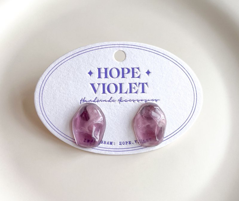梦幻紫粉红天空耳环- Dreamy Sky - 耳环/耳夹 - 树脂 紫色