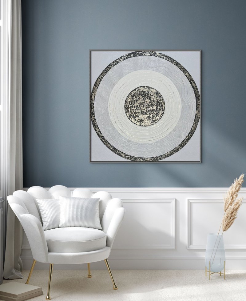 抽象灰色银油画客厅墙壁画 - 墙贴/壁贴 - 棉．麻 灰色