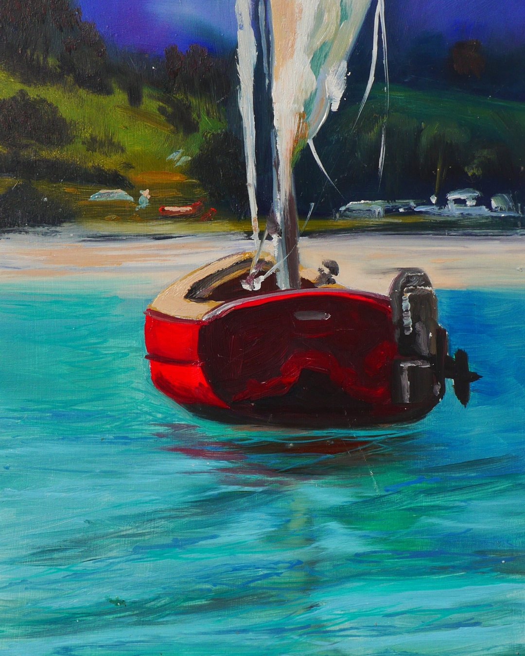 帆船绘画海景原创艺术蓝水域场景原创艺术品 - 插画/绘画/写字 - 其他材质 