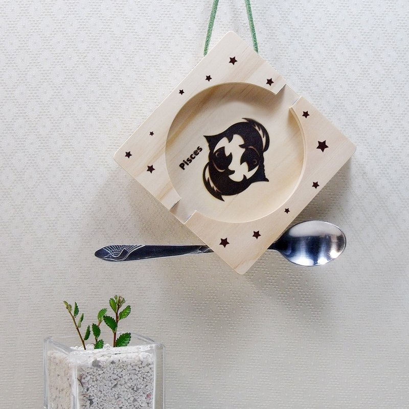 双鱼座 Pisces 木材 止滑硅胶 手机座杯垫 免费刻印 名字 祝福语 - 收纳用品 - 木头 咖啡色