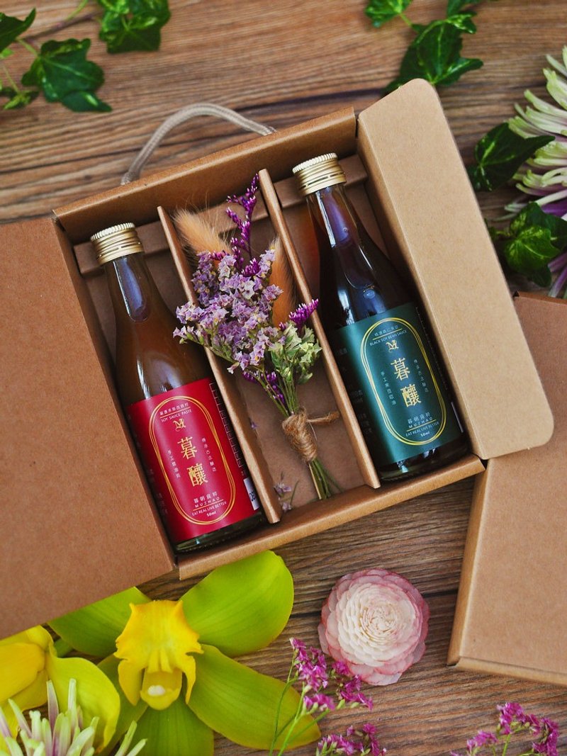 【婚礼小物】小暮酿手作酱油花礼礼盒双入组 | 伴娘礼 交换礼物 - 酱料/调味料 - 玻璃 红色