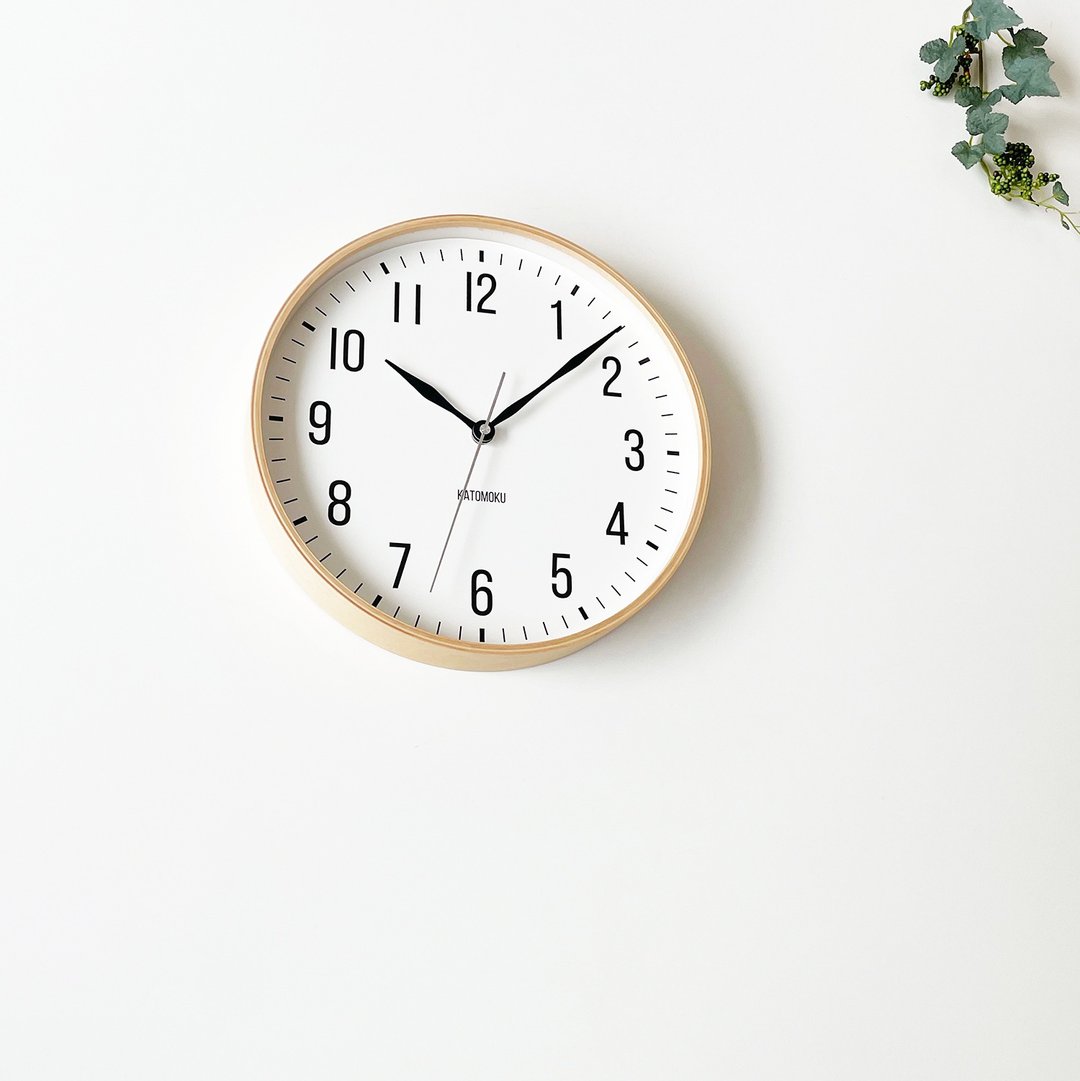 KATOMOKU plywood clock 19 自然色 (km-111NA) 挂钟 日本制造 - 时钟/闹钟 - 木头 卡其色
