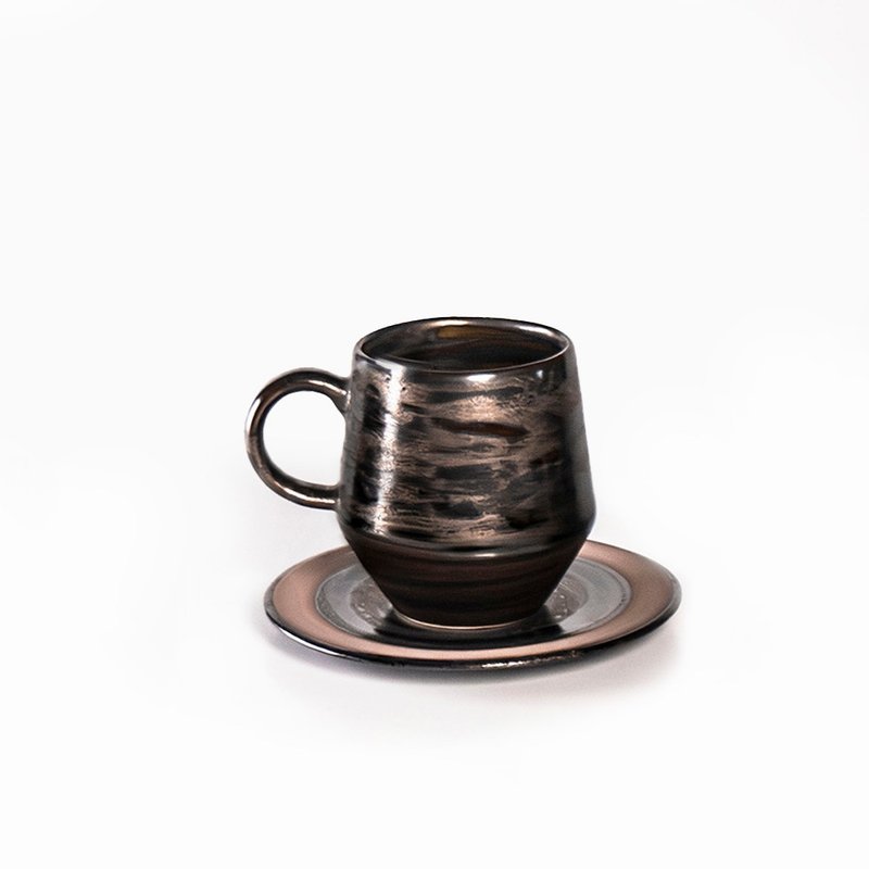 虎斑金咖啡杯盘 350ml - 咖啡杯/马克杯 - 陶 金色