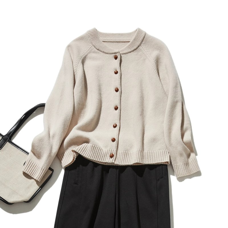 简约设计，长久爱用 羊毛开襟衫 100%羊毛 米色 241029-1 - 女装针织衫/毛衣 - 羊毛 