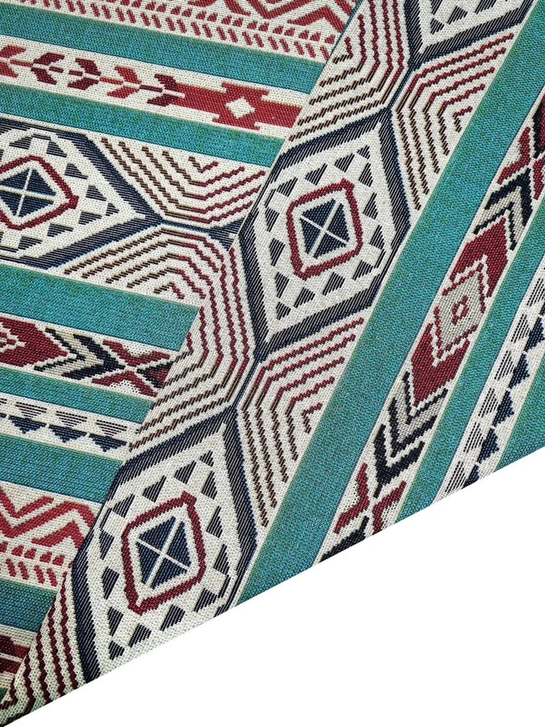 Multi-color Tribal Fabric Thai Woven Fabric Craft Supplies Textile 1/2 yard - 编织/刺绣/羊毛毡/裁缝 - 其他材质 蓝色