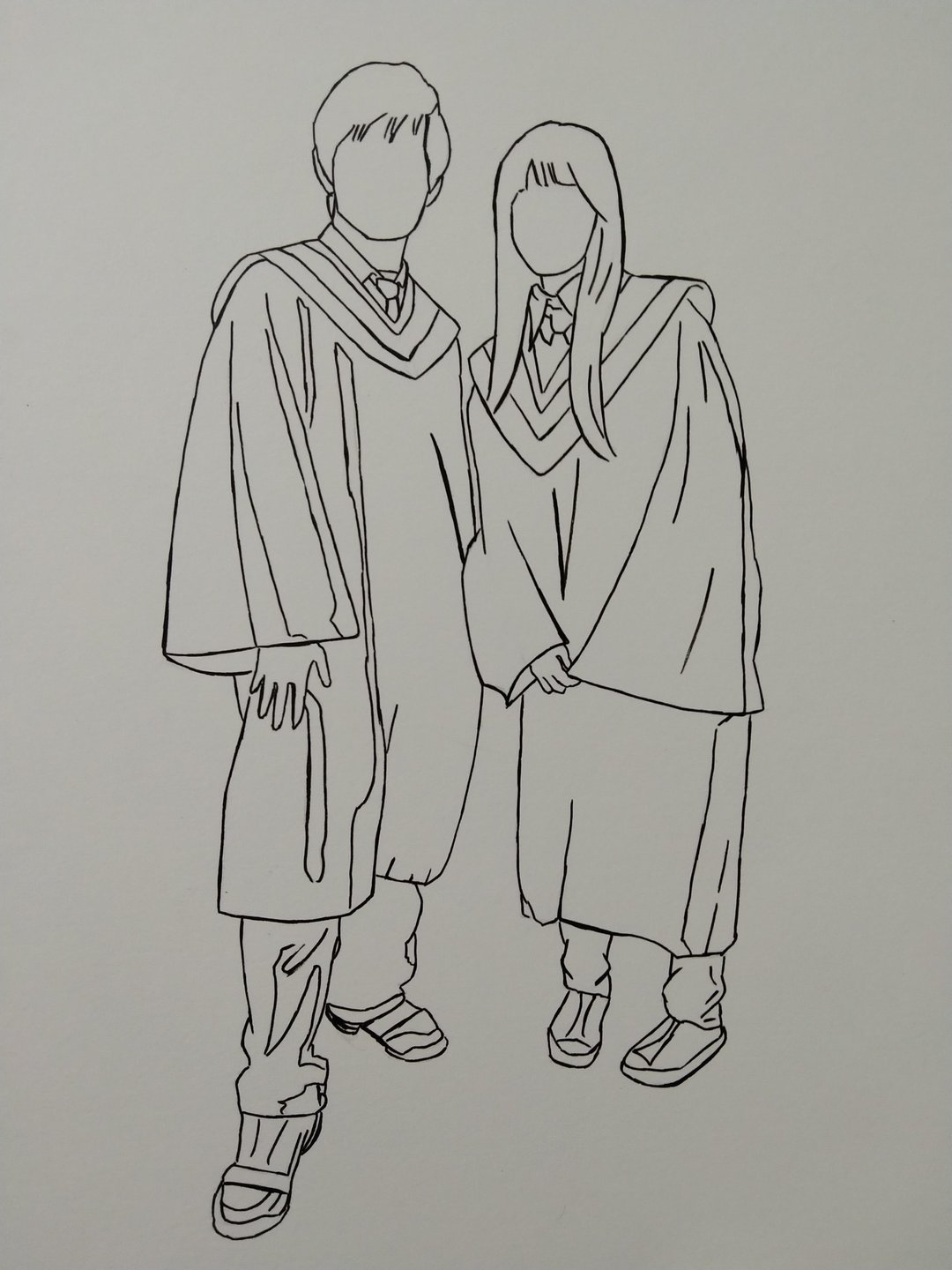 线条画 / 人像画 / 手绘 - 订制画像 - 纸 