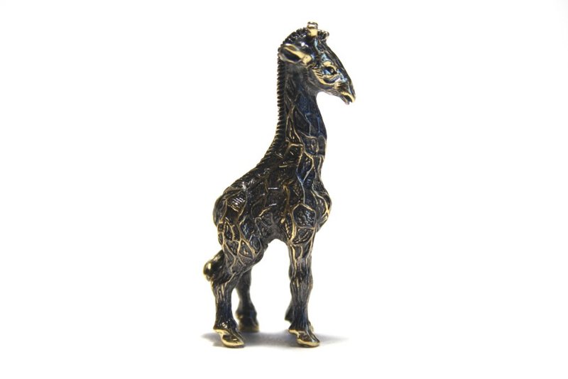Giraffe - miniature statuette of bronze, metal figurine - 摆饰 - 铜/黄铜 