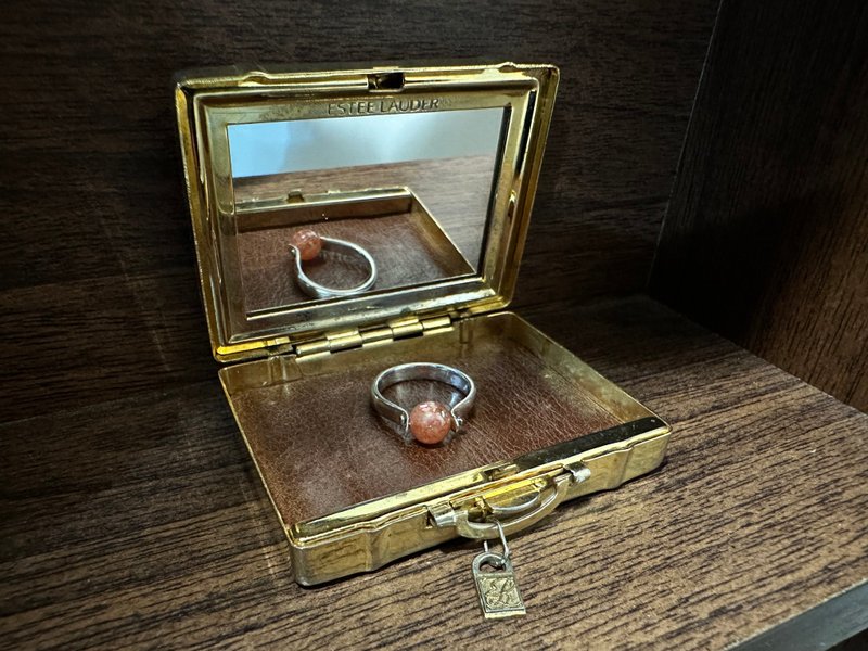 手作银饰—转转太阳石925纯银戒指 天然矿石指轮 太阳石可转动 - 戒指 - 纯银 银色