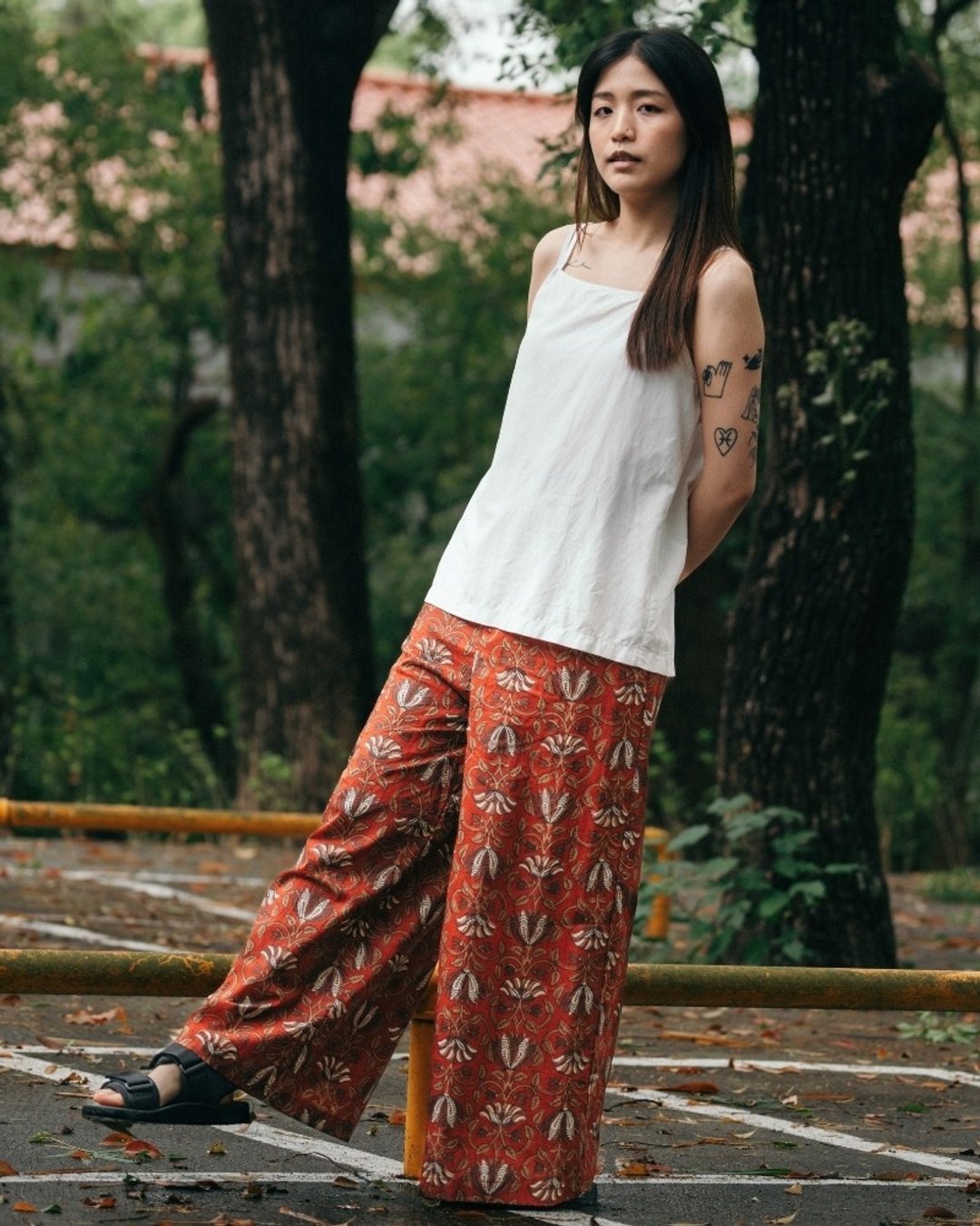 印度盖染工艺纯棉 女生长裤 － 山茶花红 - 女装长裤 - 棉 多色