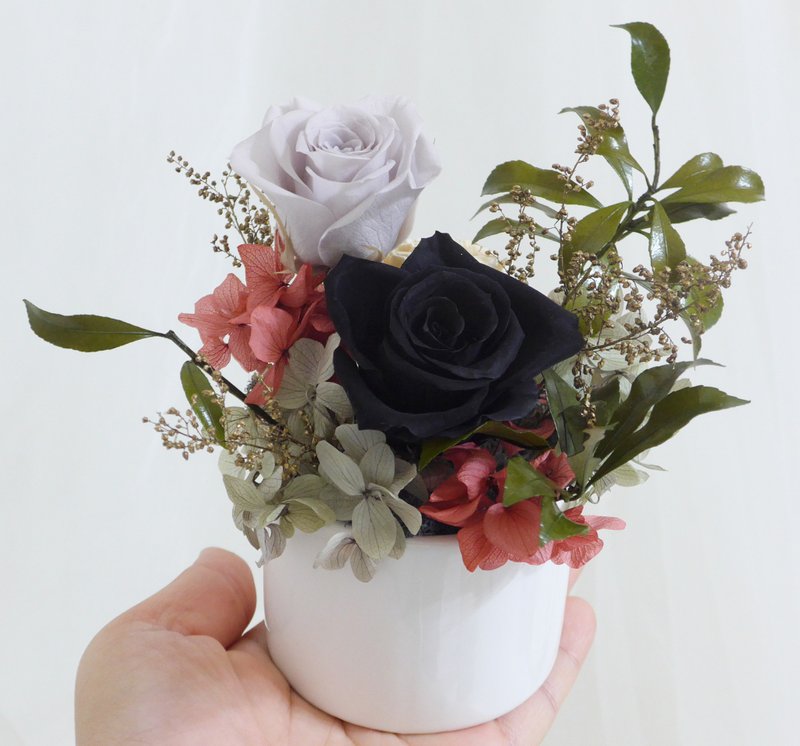 情人节礼物花束工业风黑玫瑰永生盆花 开幕结婚捧花永生干燥花毕 - 干燥花/捧花 - 植物．花 黑色