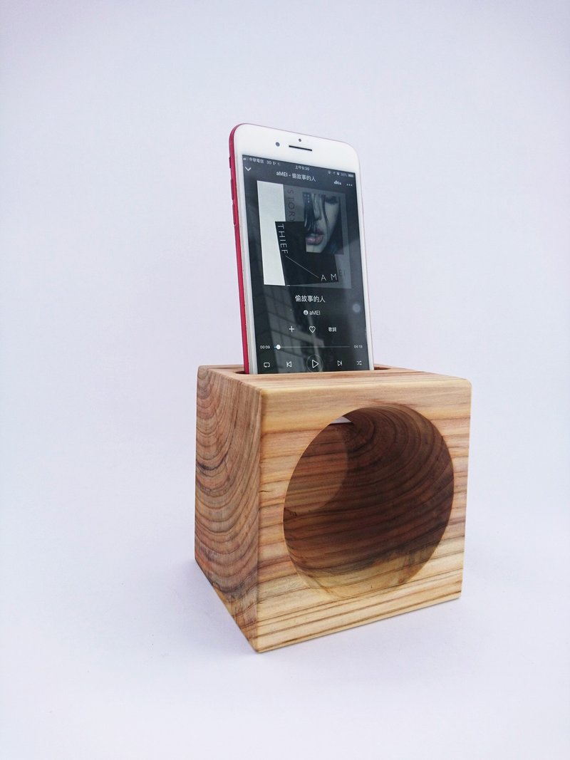 原木不插电手机音箱/免提盒 - 扩音器/喇叭 - 木头 卡其色