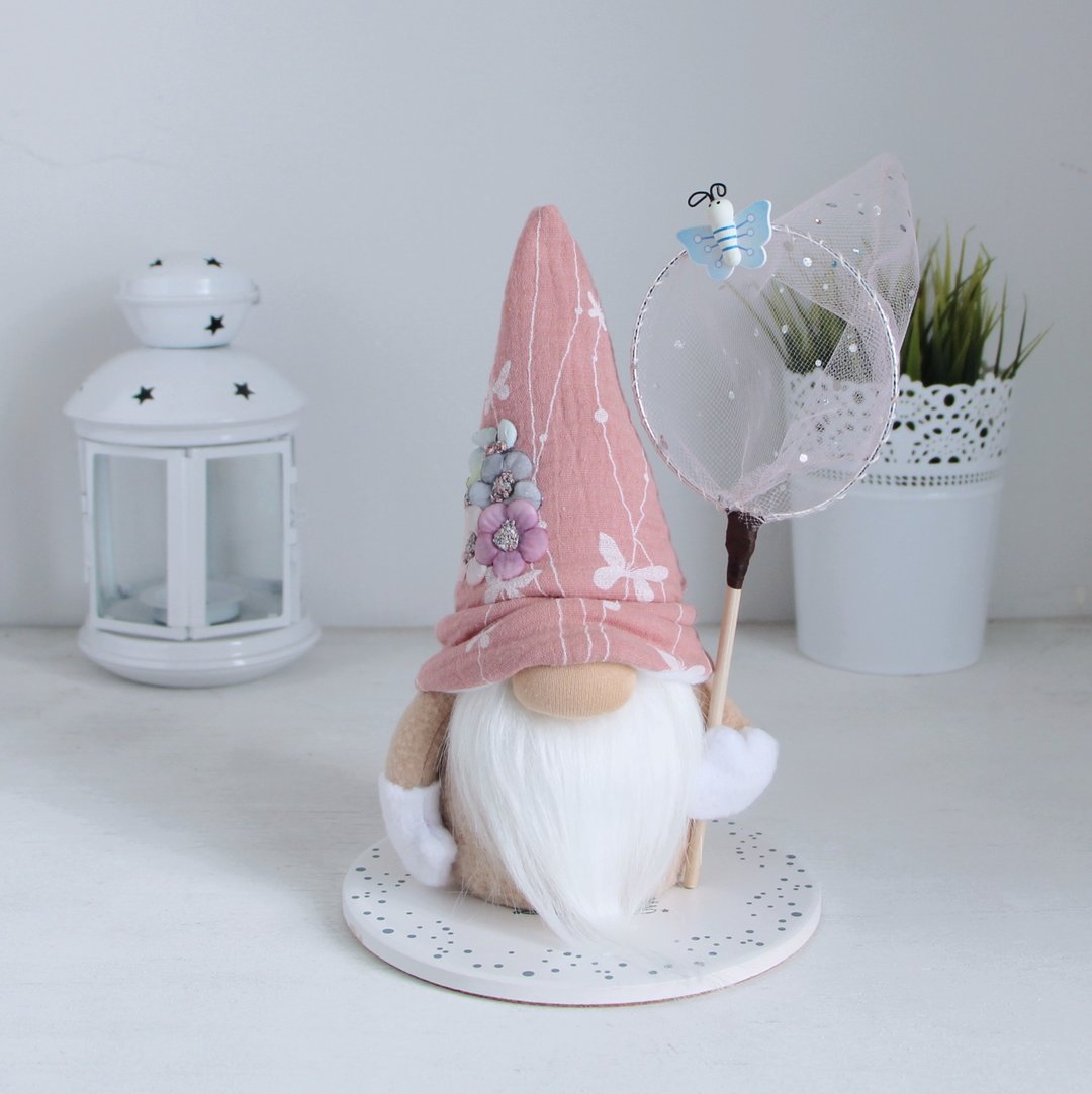 Gnome decoration Spring Scandinavian Summer gnome Farmhouse home decor 小矮人 - 玩偶/公仔 - 棉 粉红色