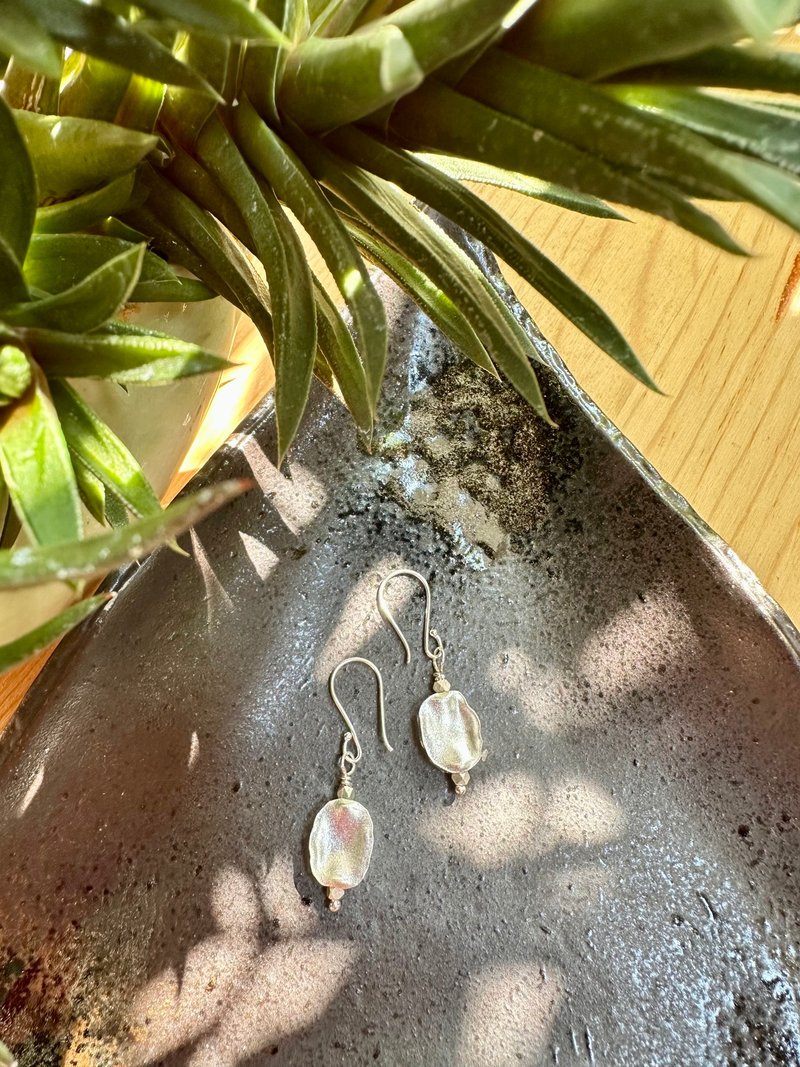 银耳环，圆形，钩形 - 耳环/耳夹 - 纯银 银色