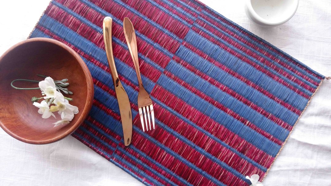 Set 2, Indigo Housewarming, Home Gifts, placemat, table mat, jute platemat - 餐垫/桌巾 - 环保材料 红色