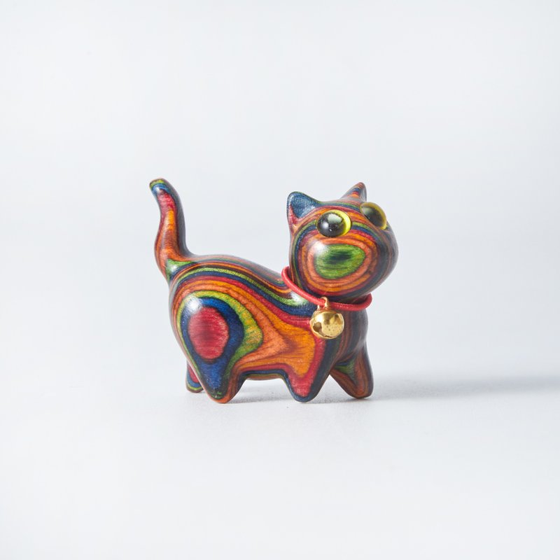 Caro 注视您的彩色小猫木雕 - 摆饰 - 木头 多色