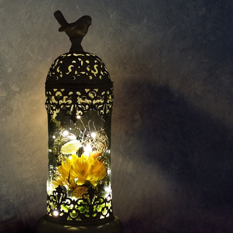 永生花烛台摆设 - 复兴时代 (鹅黄)(大) - 干燥花/捧花 - 植物．花 黄色