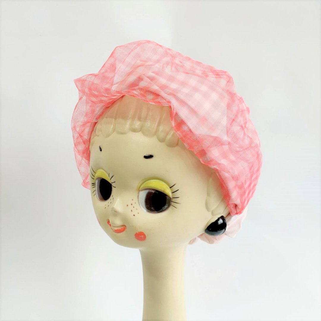 Petitbebe ~红色格子网纱交错发带 - 发饰 - 棉 红色