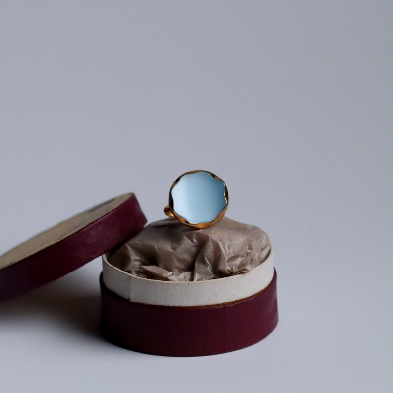 【戒指】花朵 浅蓝色 - 戒指 - 玻璃 蓝色