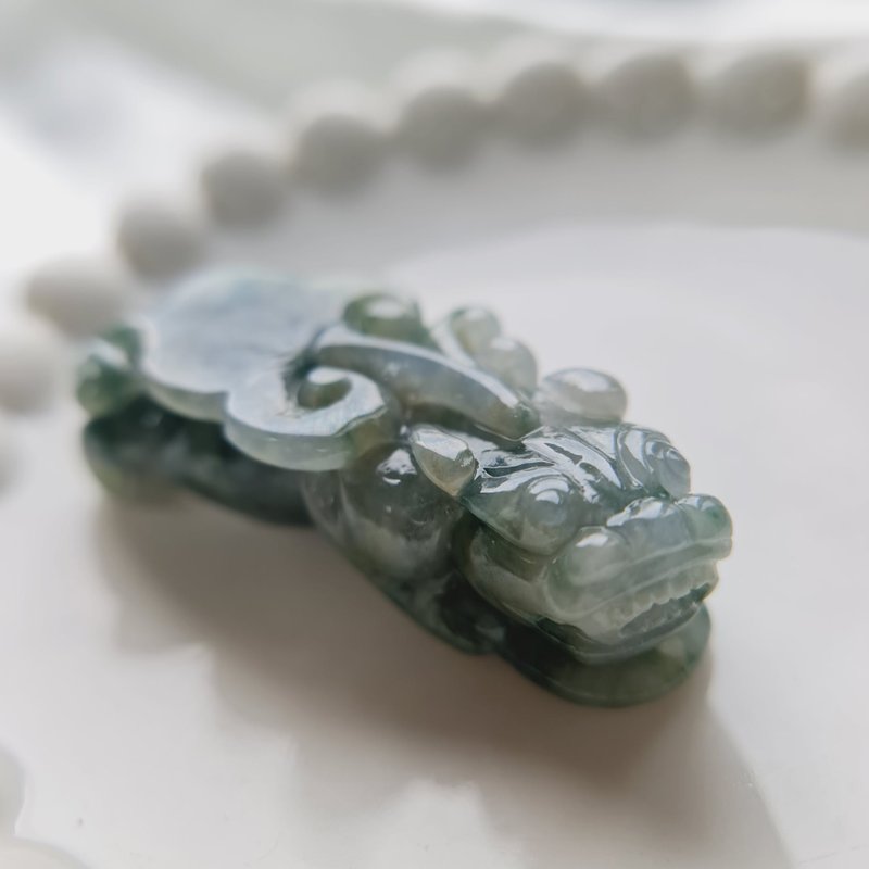 冰紫飘花貔貅吊坠 | 天然缅甸玉A货翡翠 - 项链 - 玉石 