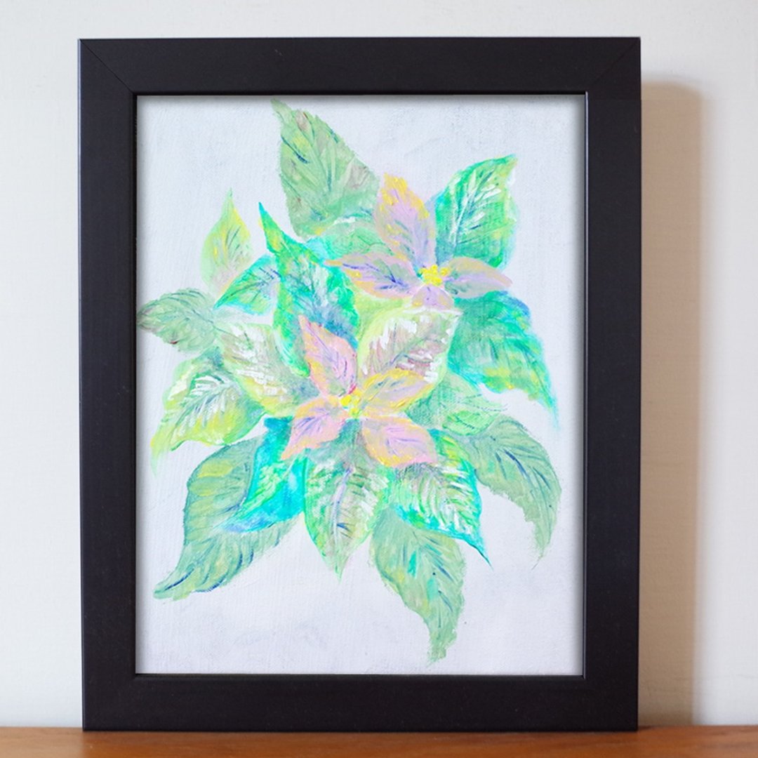 圣诞红 油画 F3号 含框尺寸约28.5*23.5cm - 海报/装饰画/版画 - 颜料 多色
