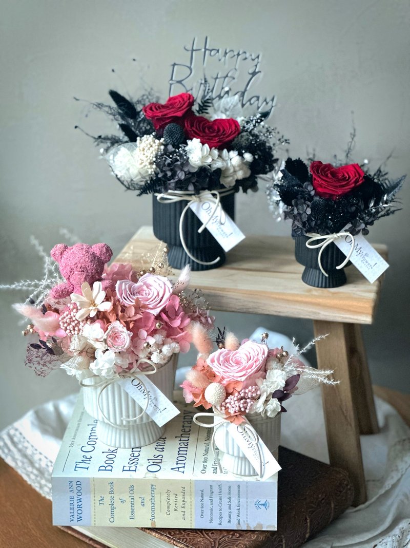 玫瑰之心 永生花系列 桌花盆花摆设 - 干燥花/捧花 - 植物．花 多色