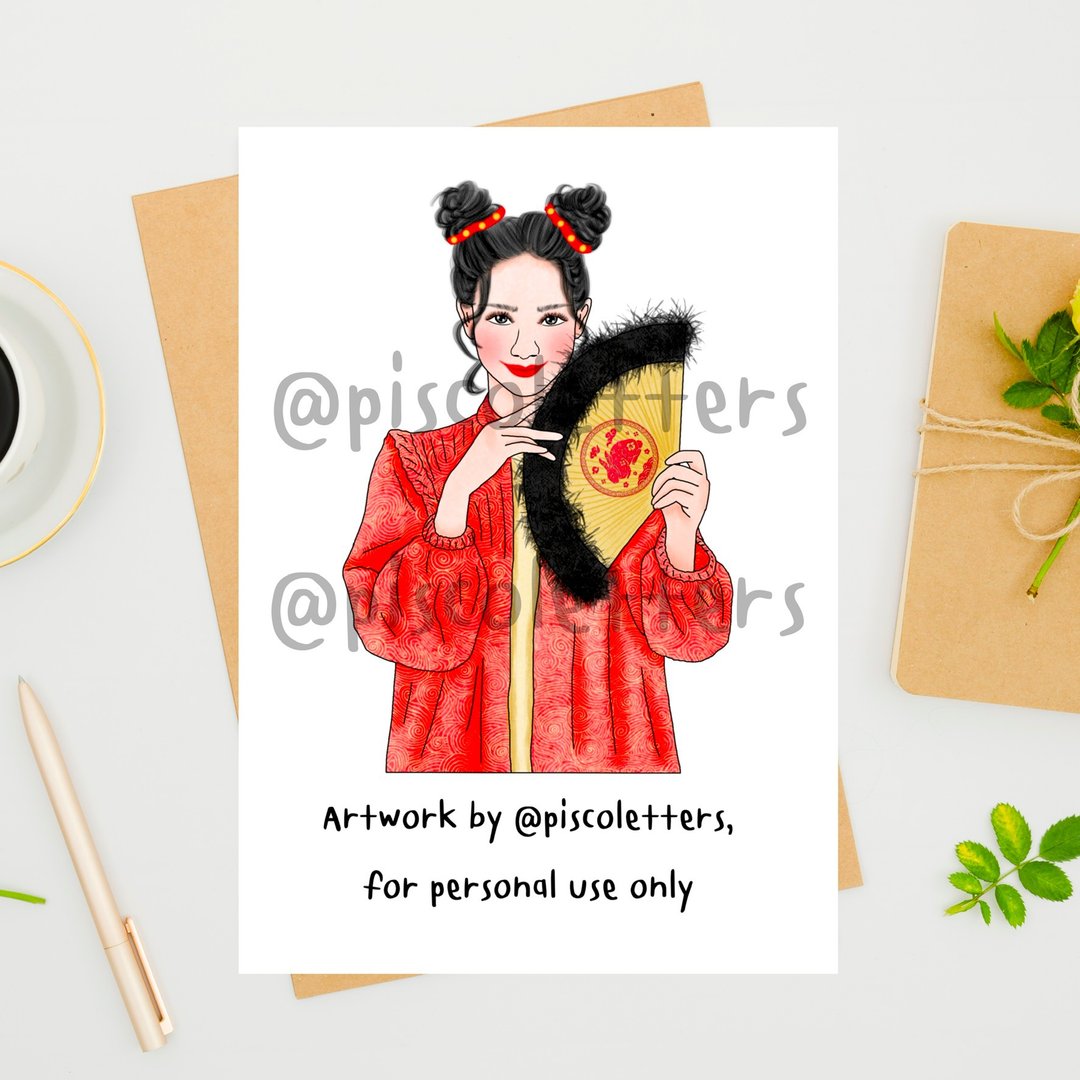 CNY girl digital sticker - 电子手绘真人画像/绘画/插画 - 其他材质 