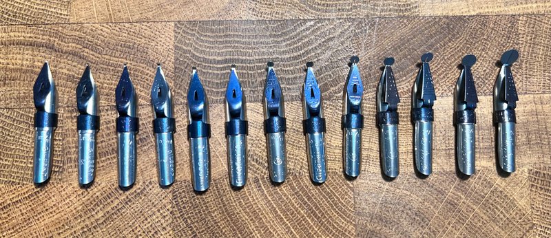 1950~60s 法国老笔尖 BCG Treraid 圆头沾水笔 一组 13支不同尺寸 - 蘸水笔 - 其他金属 